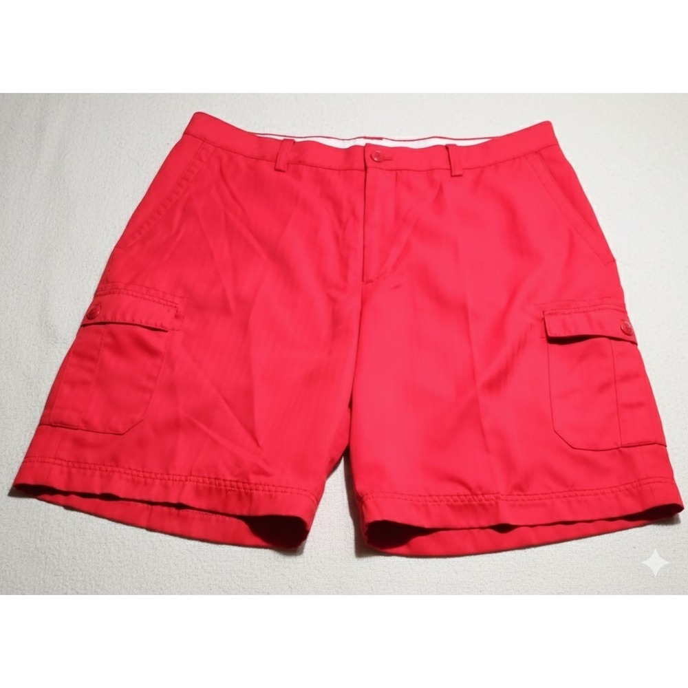 Island Republic Men's Casual Shorts 36 Flat Front Cargo Polyester Red